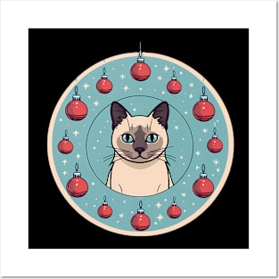 Siamese Cat Xmas Ornament, Love Cats Posters and Art